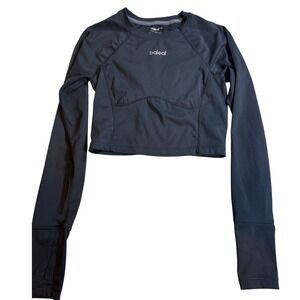 Baleaf Womens Black Long Sleeve Crop Top Activewear Running Yoga Shirt Size XS
